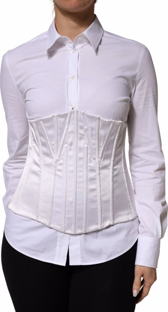 White Polyamide Waist Cincher Bustier Corset Top