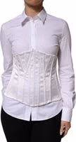 White Polyamide Waist Cincher Bustier Corset Top 1