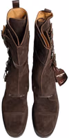 Brown Suede Leather Combat Ankle Boots  Shoes 2