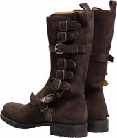 Brown Suede Leather Combat Ankle Boots  Shoes 4