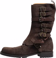 Brown Suede Leather Combat Ankle Boots  Shoes 5