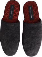 Dark Grey Charcoal Wool Red Slippers Shoes 2