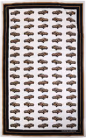 منشفة شاطئ بيضاء من القطن بطبعة سيارة 115cm x 180cm 1