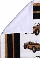 منشفة شاطئ بيضاء من القطن بطبعة سيارة 115cm x 180cm 2