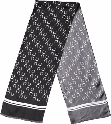 Black Horseshoe Silk Neck Foulard 136cm x 23cm Men Scarf