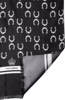 Black Horseshoe Silk Neck Foulard 136cm x 23cm Men Scarf 3