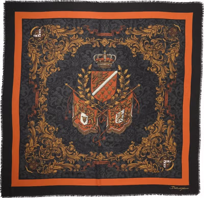 Multicolor Crest Print Cashmere 272cm x 132cm Men Scarf