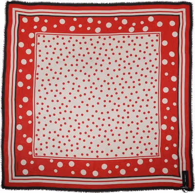 Red Polka Dot Print Square Stole 130cm x 130cm Scarf