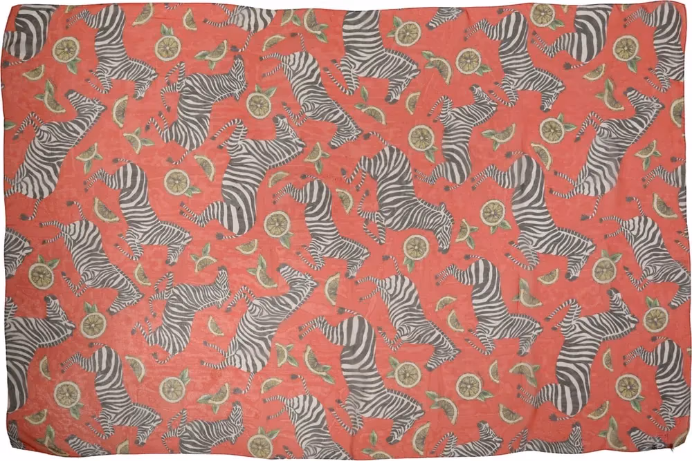 Red Zebra Print Silk Wrap Shawl Stole 200cm x 132cm Scarf