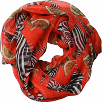 Red Zebra Print Silk Wrap Shawl Stole 200cm x 132cm Scarf 4