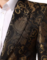Gold Jacquard Single Breasted Tuxedo Blazer 5