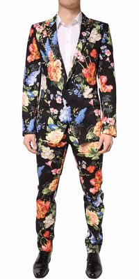 Black Floral Single Breasted MARTINI 2 Piece Suit