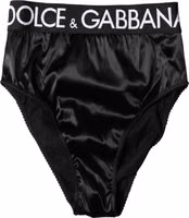 Black Satin High-Waist Brief Logo Women Underwear 1