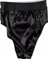Black Satin High-Waist Brief Logo Women Underwear 2