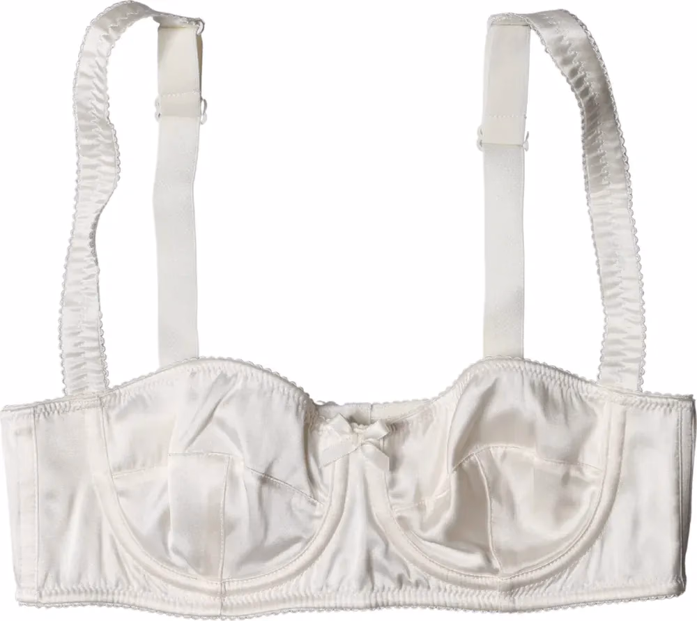 White Silk Satin Underwire Bra Semi Pad Underwear
