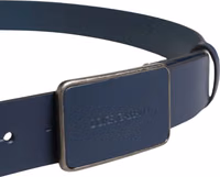 Blue Leather Logo Metal Buckle Men Belt 3