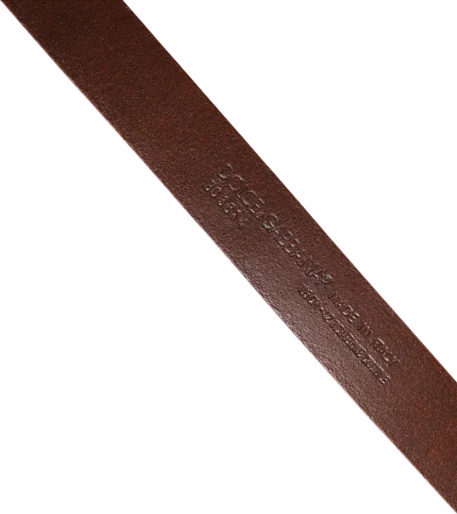 Red Leather Gold Tone Metal Buckle Men Belt