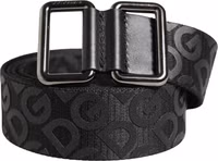 Black Logo Monogram Silver Metal Buckle Belt 1