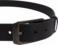 Black Calf Leather Gold Metal Buckle  Belt 3