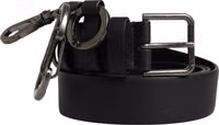 Black Calf Leather Silver Metal Buckle Belt 1