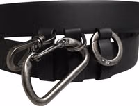 Black Calf Leather Silver Metal Buckle Belt 4