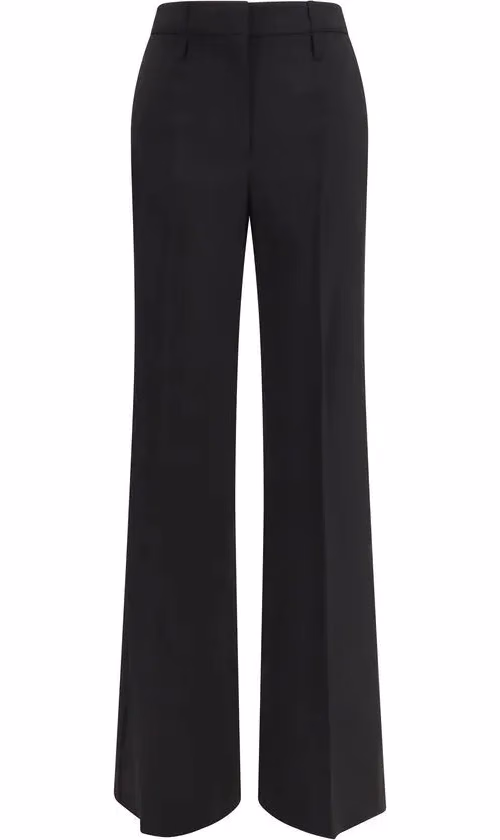 Black Wool Flared Pants