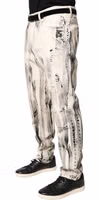 White Distressed Paint Print LooseDenim Jeans 2