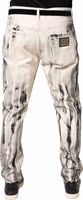 White Distressed Paint Print LooseDenim Jeans 3