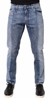 Two Tone Blue Cotton Regular Men Denim Jeans