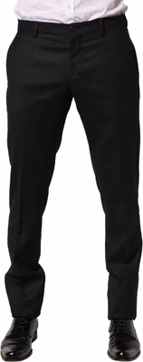 Black Wool Skinny Men Dress Trouser Pants