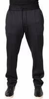Black Polyester Skinny Jogger Trouser Pants 1