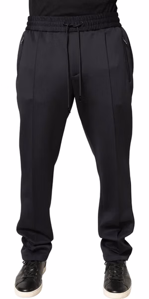 Black Polyester Skinny Jogger Trouser Pants