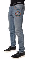 Blue Embellished Loose Cotton Men Denim Jeans 2