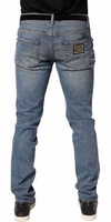 Blue Embellished Loose Cotton Men Denim Jeans 3
