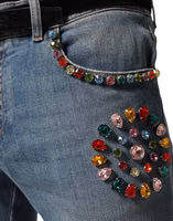 Blue Embellished Loose Cotton Men Denim Jeans 4
