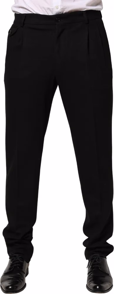 Black Wool Skinny Men Dress Trouser Pants