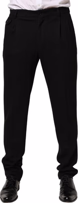 Black Wool Skinny Men Dress Trouser Pants