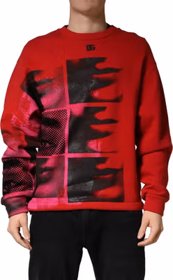 Red Graphic Crew Neck Men Sweatshirt Sweater