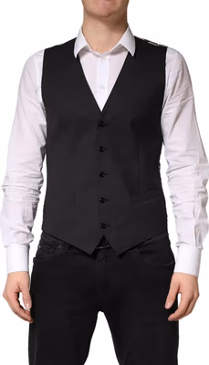 Black Wool Dress Men Formal Waistcoat Vest