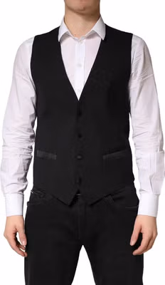Black Wool Dress Men Formal Waistcoat Vest