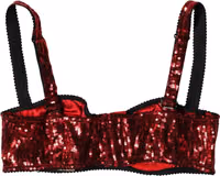 Red Sequined Nylon Balconnet Bra Underwear 3
