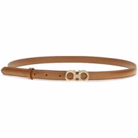 Beige Calf Leather Bos Taurus Thin Belt 2