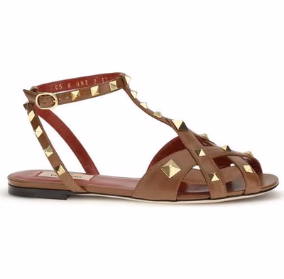 Brown Goatskin Strap-On Sandals