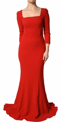 Red Viscose Sheath Bodycon Mermaid Dress