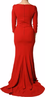 Red Viscose Sheath Bodycon Mermaid Dress 3