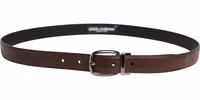 Men Brown Classic Leather Metal Buckle Belt 2