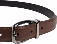 Men Brown Classic Leather Metal Buckle Belt 3