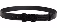 Men Black Exotic Leather Logo Buckle Belt 2