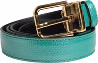 Men Green Classic Leather Metal Buckle Belt 1