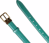 Men Green Classic Leather Metal Buckle Belt 5